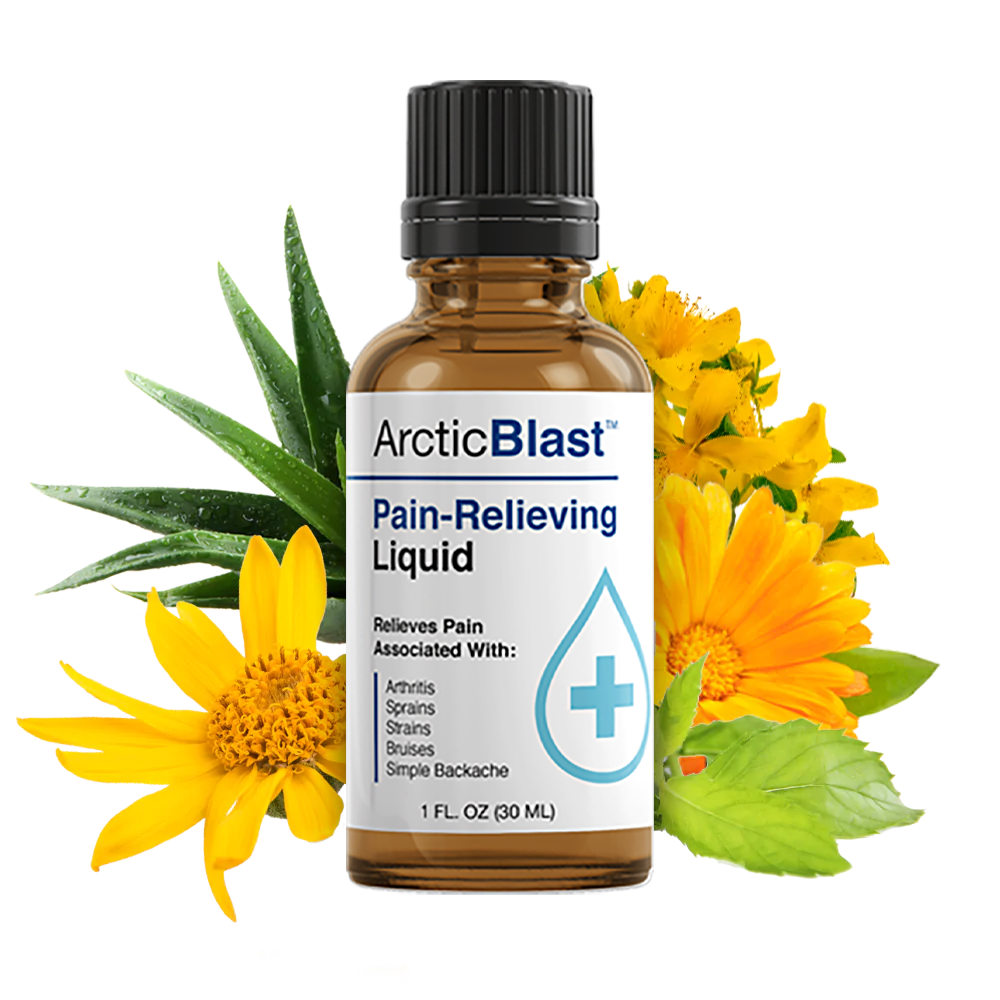 ArcticBlast single bottle plus flowers and aloe vera stem